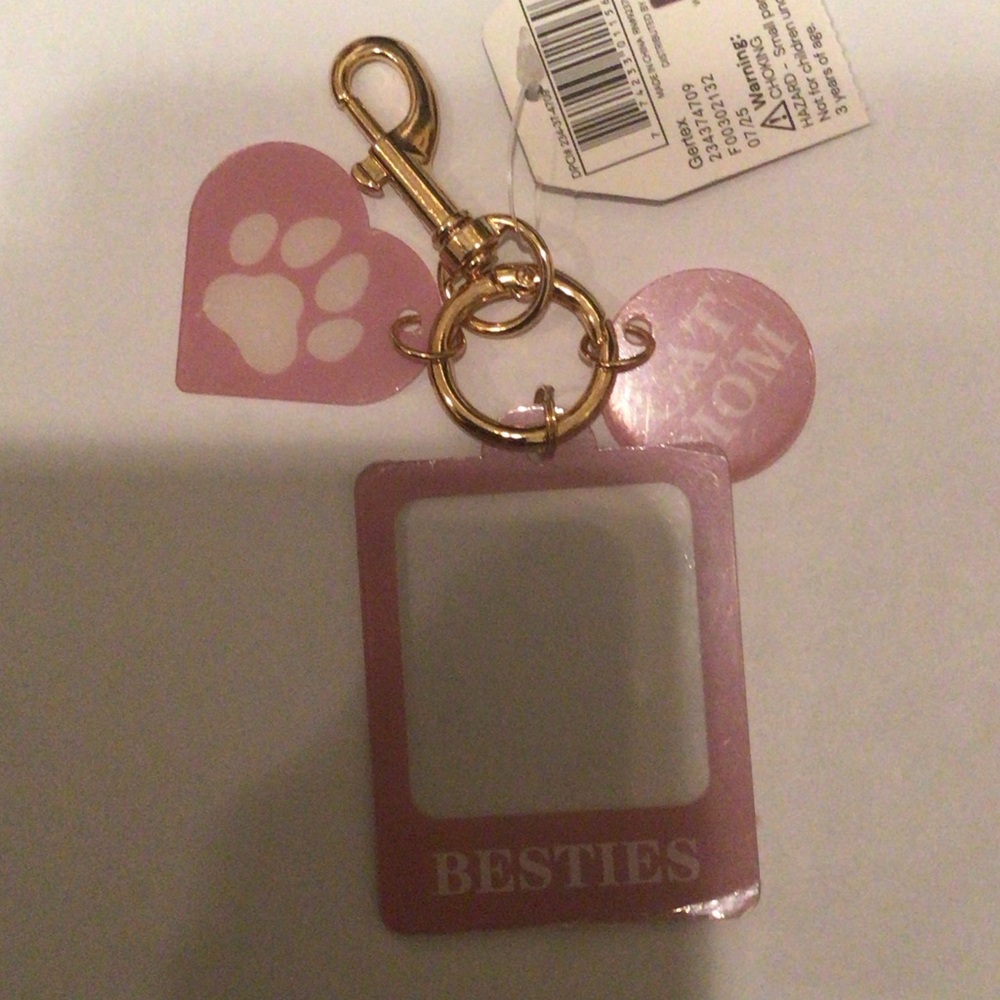 Pink Besties Keychain with Gold Clip